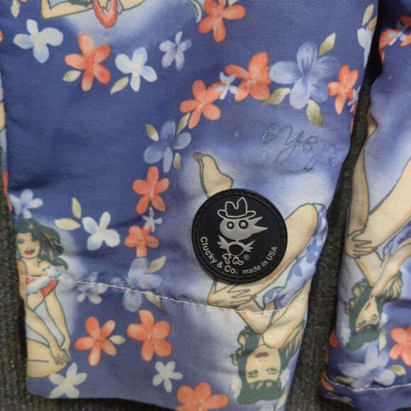 Clucky and Co Jacket Womens Small Floral Aloha Pin Up Girls All Over Print - Picture 10 of 14